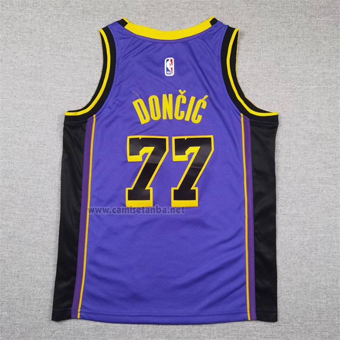 Camiseta Nino Los Angeles Lakers Luka Doncic NO 77 Statement 2024 Violeta